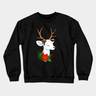 Elegant Christmas Reindeer Illustration Crewneck Sweatshirt